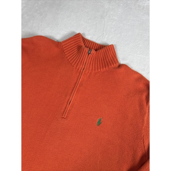 Polo Ralph Lauren Other - Polo Ralph Lauren Sweater Men's XL Orange Pony Pullover 1/4 Zip Classic Cotton